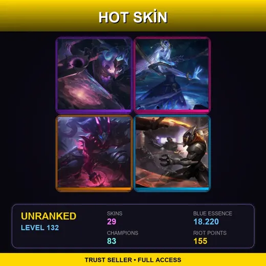 BR | Blood Moon Tryndamere | PROJECT: Yi | Dark Star Shaco | Star Guardian Poppy | 29 Skin | 83 Champ | Lv132