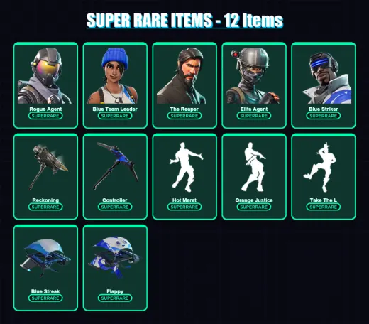 [PS4/PS5/XBOX/PC] | Rogue Agent | Blue Team Leader | The Reaper | Elite Agent | Blue Striker | 76 skin | 83 pickaxe | 81 emote | 85 glider | Lv1246