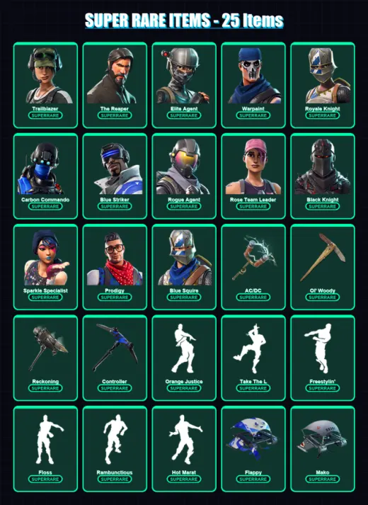 [PC/XBOX/PSN] | Trailblazer | The Reaper | Elite Agent | Warpaint | Royale Knight | 103 skin | 59 pickaxe | 79 emote | 63 glider | Lv765