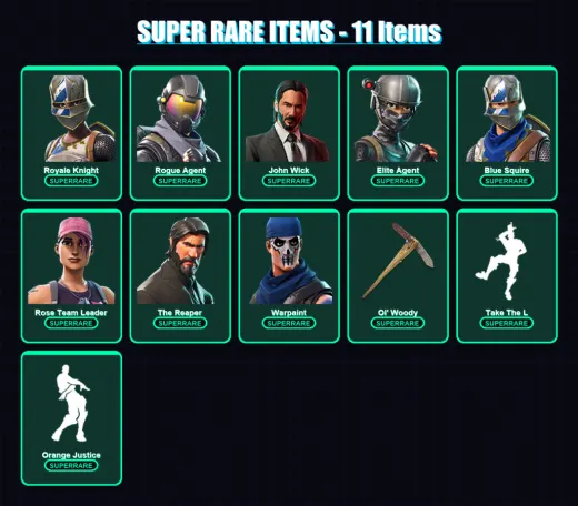 [PS4/PS5/XBOX/PC] | Royale Knight | Rogue Agent | John Wick | Elite Agent | Blue Squire | 63 skin | 59 pickaxe | 58 emote | 54 glider | Lv619