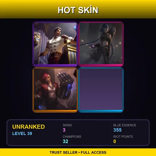 OCE | Arcane Inventor Jayce | Arcane Enemy Jinx | Arcane Undercity Vi | 3 Skin | 32 Champ | Lv39