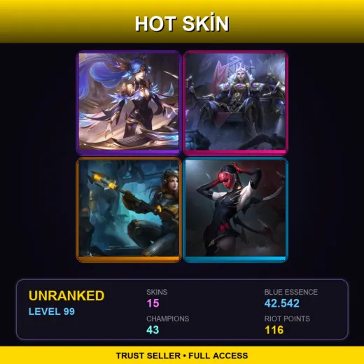 LAN | Victorious Sona | Victorious Sejuani | Steel Legion Lux | Masque of the Black Rose Elise | 15 Skin | 43 Champ | Lv99