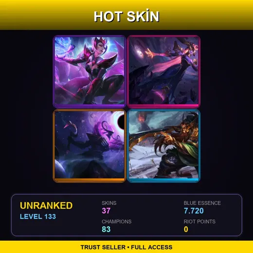 LAS | Challenger Ahri | Dark Cosmic Lissandra | Star Guardian Ezreal | Star Guardian Ahri | 37 Skin | 83 Champ | Lv133 — Porcelain Lux