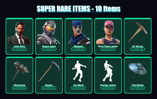 [PC/XBOX/PSN] | John Wick | Rogue Agent | Warpaint | Rose Team Leader | The Foundation | 120 skin | 111 pickaxe | 109 emote | 95 glider | Lv1377