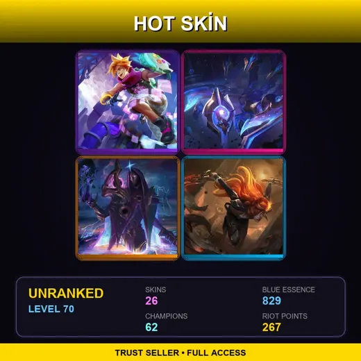 LAS | High Noon Katarina | PROJECT: Jinx | Elderwood LeBlanc | Cosmic Sting Skarner | 26 Skin | 62 Champ | Lv70 — Cosmic Sting Skarner