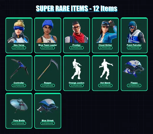 [PC/XBOX/PSN] | Neo Versa | Blue Team Leader | Prodigy | Cloud Striker | Point Patroller | 118 skin | 114 pickaxe | 114 emote | 104 glider | Lv1866
