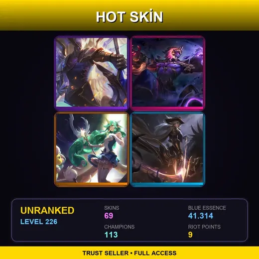 LAS | Victorious Aatrox | Dark Star Sylas | Star Guardian Soraka | High Noon Ashe | 69 Skin | 113 Champ | Lv226 — Heavenscale Diana
