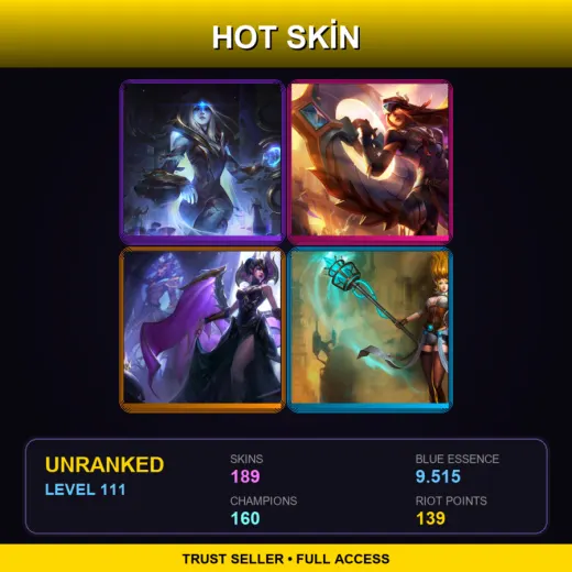 VN | Cosmic Queen Ashe | Victorious Sivir | Victorious Morgana | Hextech Janna | 189 Skin | 160 Champ | Lv111