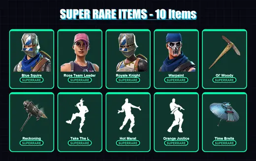 [PC] | Blue Squire | Rose Team Leader | Royale Knight | Warpaint | Rox | 44 skin | 59 pickaxe | 81 emote | 66 glider | Lv932