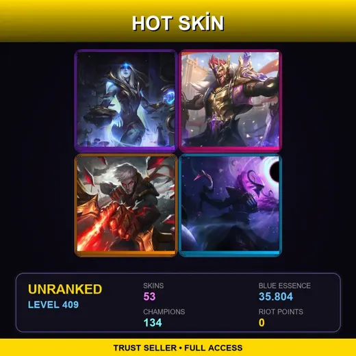 LAS | Victorious Draven | Conqueror Varus | Star Guardian Miss Fortune | Cosmic Queen Ashe | 53 Skin | 134 Champ | Lv409