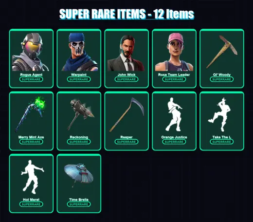 [PC/PSN] | Rogue Agent | Warpaint | John Wick | Rose Team Leader | Deadpool | 230 skin | 241 pickaxe | 183 emote | 202 glider | Lv2592