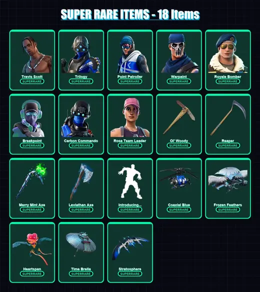 [PC/XBOX/PSN] | Travis Scott | Trilogy | Point Patroller | Warpaint | Royale Bomber | 190 skin | 204 pickaxe | 195 emote | 162 glider | Lv2291