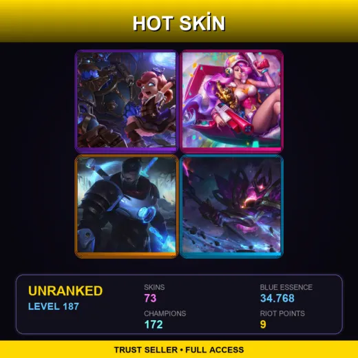 TW | Hextech Annie | Arcade Miss Fortune | Pulsefire Shen | Dark Star Mordekaiser | 73 Skin | 172 Champ | Lv187