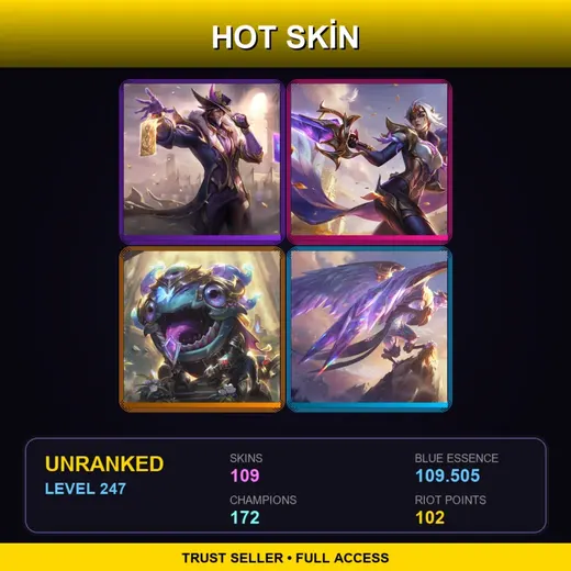 SG | Victorious Twisted Fate | Victorious Fiora | Victorious Kog'Maw | Victorious Anivia | 109 Skin | 172 Champ | Lv247