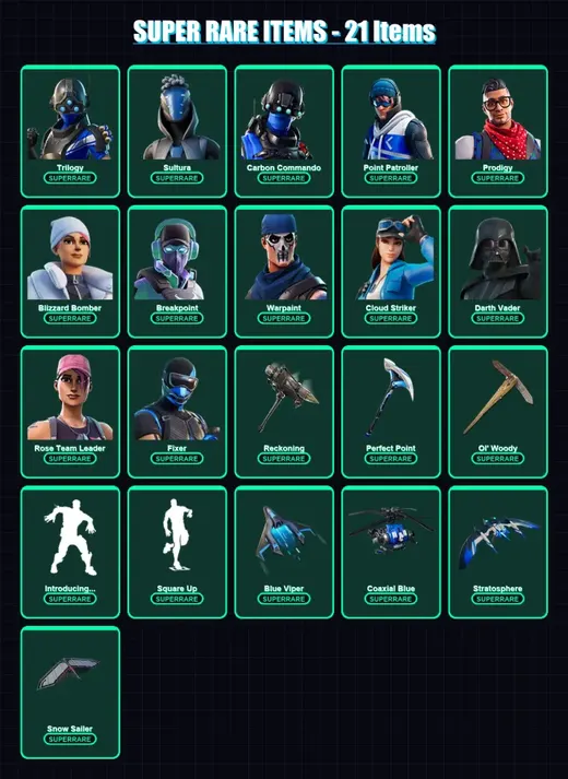 [PC/XBOX] | Trilogy | Sultura | Carbon Commando | Point Patroller | Prodigy | 214 skin | 240 pickaxe | 218 emote | 195 glider | Lv2403