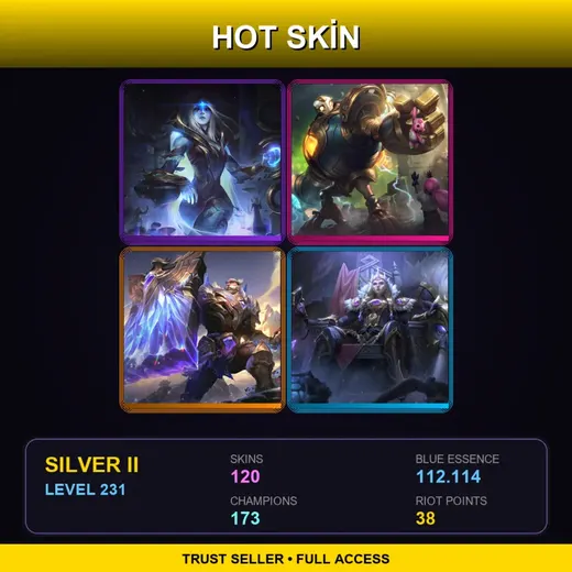 LAS | Cosmic Queen Ashe | Victorious Blitzcrank | Victorious Braum | Victorious Sejuani | 120 Skin | 173 Champ | Silver II | Lv231 — Omega Squad Teemo