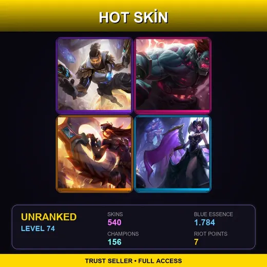 NA | Prestige Pulsefire Lucian | Hextech Sion | Victorious Sivir | Victorious Morgana | 540 Skin | 156 Champ | Lv74