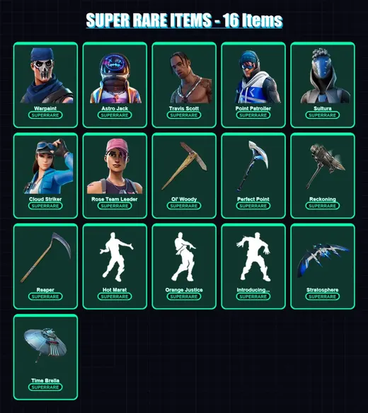 [PS4/PS5/XBOX/PC] | Warpaint | Astro Jack | Travis Scott | Point Patroller | Sultura | 129 skin | 140 pickaxe | 136 emote | 142 glider | Lv1864
