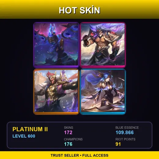 LAN | Cosmic Flight Anivia | Victorious Tryndamere | Victorious Draven | Victorious Sona | 172 Skin | 176 Champ | Platinum II | Lv600