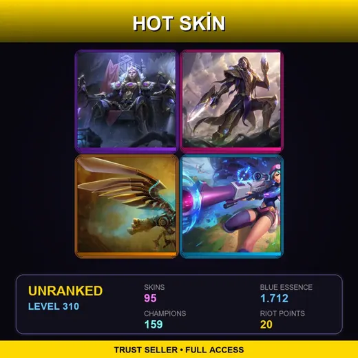 LAN | Victorious Sejuani | Victorious Lucian | Hextech Anivia | Cosmic Reaver Kassadin | 95 Skin | 159 Champ | Lv310