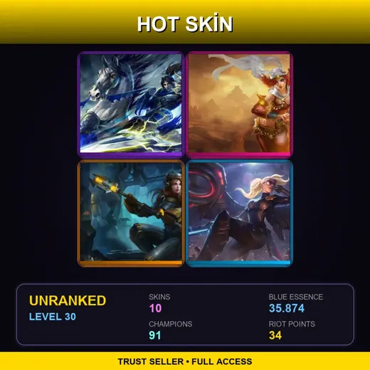 EUW | Warring Kingdoms Xin Zhao | Sandstorm Katarina | Steel Legion Lux | Riot Kayle | 10 Skin | 91 Champ | Lv30