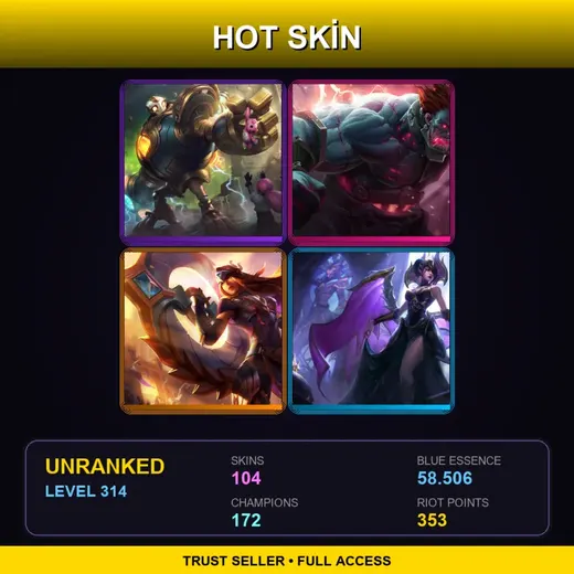 LAS | Victorious Blitzcrank | Hextech Sion | Victorious Sivir | Victorious Morgana | 104 Skin | 172 Champ | Lv314