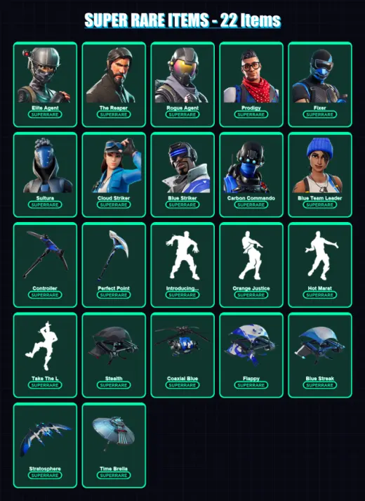 [PS4/PS5/XBOX/PC] | Elite Agent | The Reaper | Rogue Agent | Prodigy | Fixer | 99 skin | 124 pickaxe | 127 emote | 124 glider | Lv1949