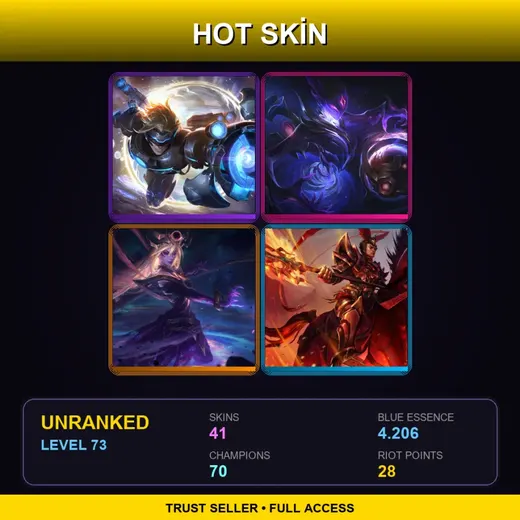 VN | High Noon Mordekaiser | Dark Star Orianna | Pulsefire Ezreal | Dark Cosmic Lux | 41 Skin | 70 Champ | Lv73