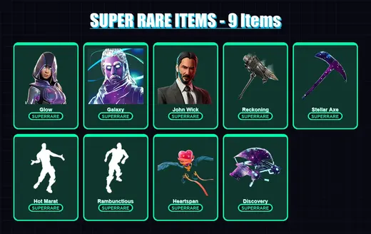 [PC/PSN] | Glow | Galaxy | John Wick | Molten Battle Hound | Frozen Love Ranger | 121 skin | 111 pickaxe | 130 emote | 91 glider | Lv1251