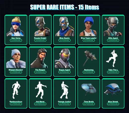 [PS4/PS5/XBOX/PC] | Neo Versa | Royale Knight | Blue Squire | Blue Team Leader | Elite Agent | 65 skin | 45 pickaxe | 64 emote | 58 glider | Lv807