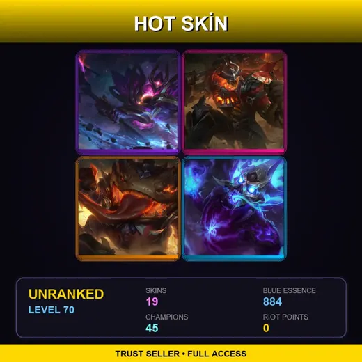 LAN | High Noon Mordekaiser | Dark Star Mordekaiser | High Noon Tahm Kench | Spirit Fire Brand | 19 Skin | 45 Champ | Lv70