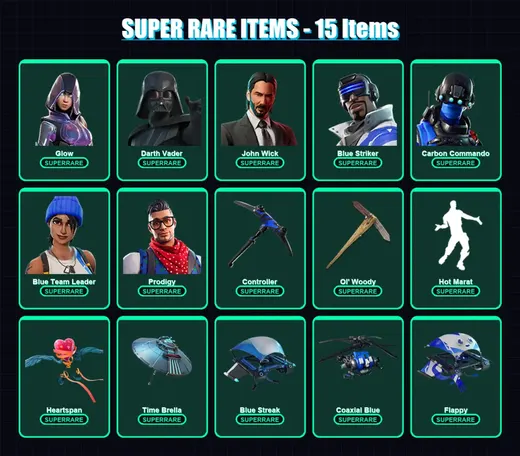 [PS4/PS5/XBOX/PC] | Glow | Darth Vader | John Wick | Blue Striker | Carbon Commando | 199 skin | 231 pickaxe | 174 emote | 170 glider | Lv2465