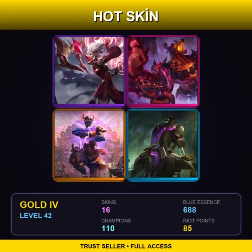 LAS | Conqueror Karma | Infernal Nasus | Three Honors Malzahar | Arcane Shimmer Lab Singed | 16 Skin | 110 Champ | Gold IV | Lv42