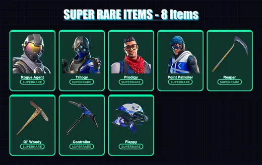 [PC] | Rogue Agent | Trilogy | Prodigy | Point Patroller | Raven | 113 skin | 102 pickaxe | 75 emote | 86 glider | Lv1665