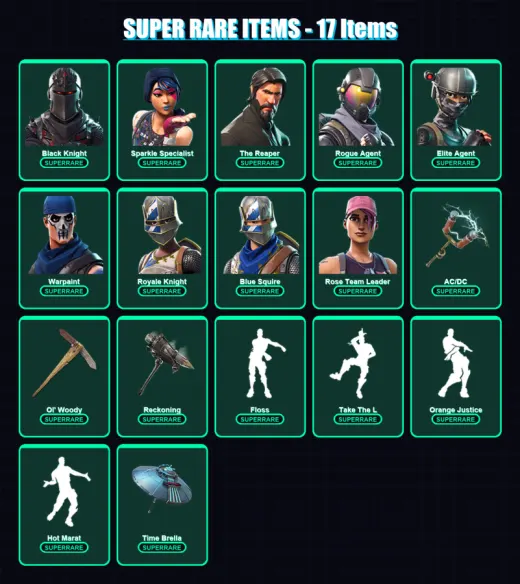 [PC/PSN] | Black Knight | Sparkle Specialist | The Reaper | Rogue Agent | Elite Agent | 62 skin | 41 pickaxe | 44 emote | 49 glider | Lv657