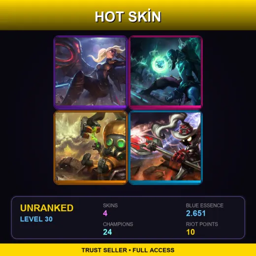 EUW | Riot Kayle | Zombie Ryze | Hazmat Heimerdinger | White Mage Veigar | 4 Skin | 24 Champ | Lv30