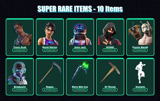 [PC/XBOX/PSN] | Travis Scott | World Warrior | Astro Jack | IKONIK | Psycho Bandit | 126 skin | 89 pickaxe | 66 emote | 61 glider | Lv931