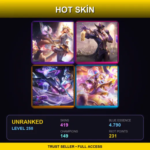 BR | Prestige Star Guardian Soraka | Victorious Twisted Fate | Prestige Space Groove Nami | Prestige Space Groove Lulu | 419 Skin | 149 Champ | Lv258