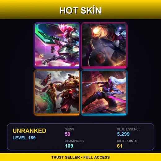 LAN | PROJECT: Katarina | Blood Moon Talon | Dark Star Varus | Arcade Hecarim | 59 Skin | 109 Champ | Lv159 — LoL account