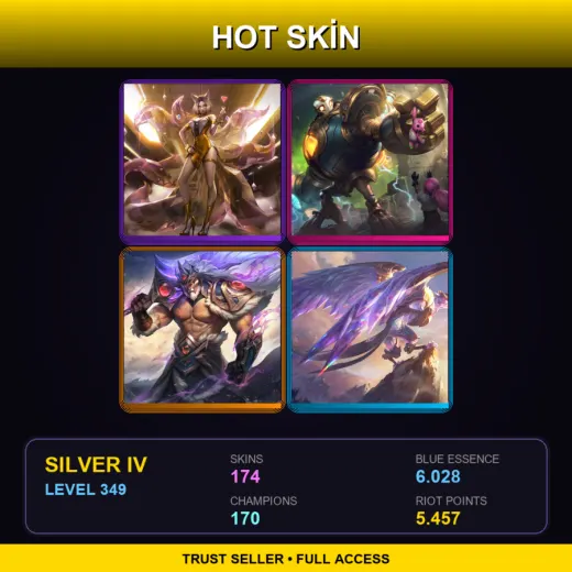 LAN | Prestige K/DA Ahri (2022) | Victorious Blitzcrank | Victorious Tryndamere | Victorious Anivia | 174 Skin | 170 Champ | Silver IV | Lv349
