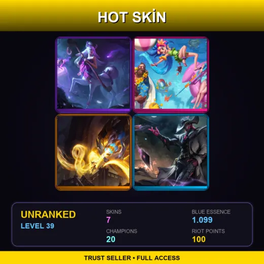 LAS | Spirit Blossom Lillia | Pool Party Zoe | Arclight Vel'Koz | Crime City Nightmare Twisted Fate | 7 Skin | 20 Champ | Lv39