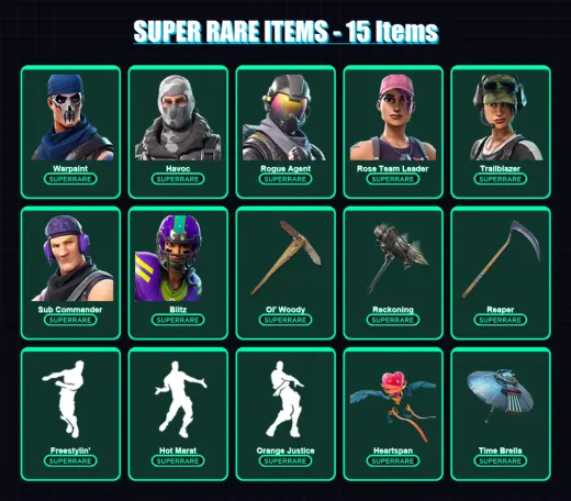 [PC/XBOX] | Warpaint | Havoc | Rogue Agent | Rose Team Leader | Trailblazer | 76 skin | 67 pickaxe | 70 emote | 71 glider | Lv1012