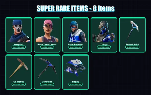 [PS4/PS5/XBOX/PC] | Warpaint | Rose Team Leader | Point Patroller | Trilogy | Fusion | 32 skin | 36 pickaxe | 35 emote | 40 glider | Lv519