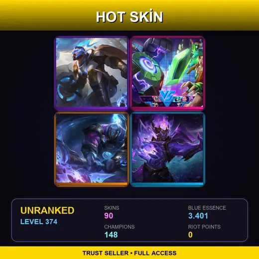 LAS | Cosmic Paladin Sion | High Noon Varus | Star Guardian Soraka | PROJECT: Katarina | 90 Skin | 148 Champ | Lv374