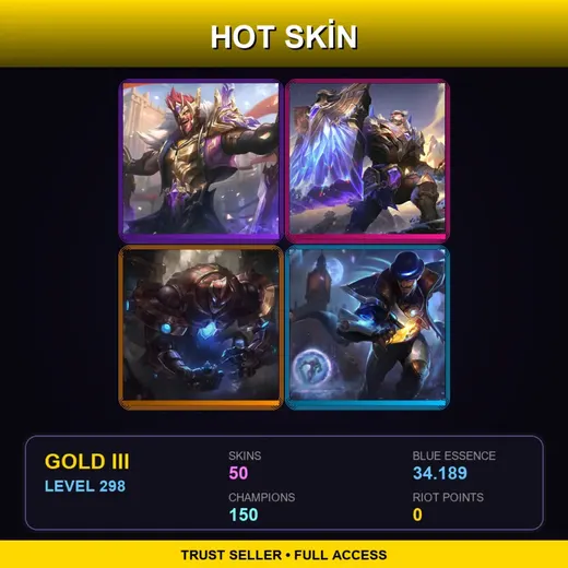 LAN | Victorious Draven | Victorious Braum | Hextech Galio | Pulsefire Twisted Fate | 50 Skin | 150 Champ | Gold III | Lv298
