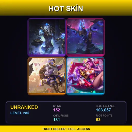 LAS | Hextech Tristana | Battle Academia Garen | Battle Academia Katarina | Cosmic Invoker Illaoi | 152 Skin | 181 Champ | Lv285