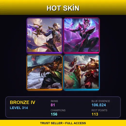 LAN | Victorious Fiora | Challenger Ahri | Spirit Blossom Darius | Blood Moon Tryndamere | 81 Skin | 156 Champ | Bronze IV | Lv314 — Mistletoe Leblanc
