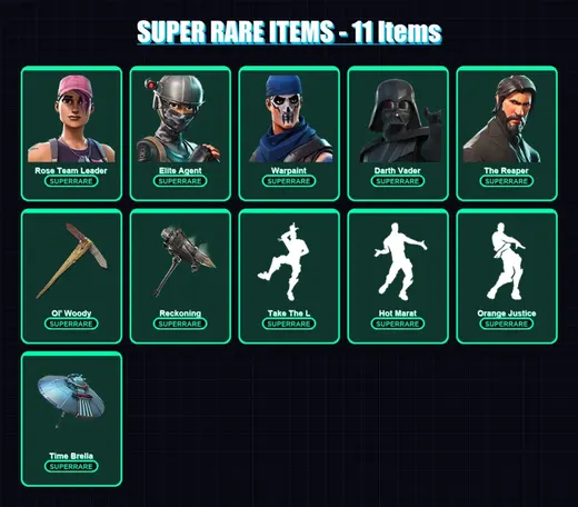 [PC/XBOX/PSN] | Rose Team Leader | Elite Agent | Warpaint | Darth Vader | The Reaper | 169 skin | 181 pickaxe | 141 emote | 173 glider | Lv2173