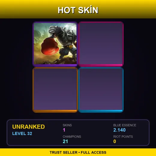 EUW | Boom Boom Blitzcrank | 1 Skin | 21 Champ | Lv32