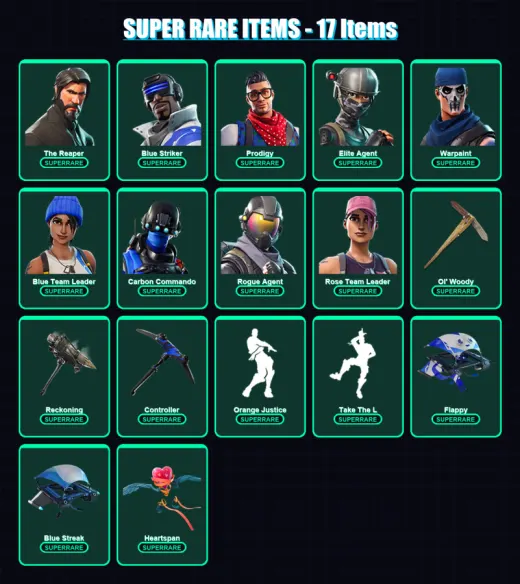 [PC/XBOX] | The Reaper | Blue Striker | Prodigy | Elite Agent | Warpaint | 59 skin | 44 pickaxe | 66 emote | 51 glider | Lv445